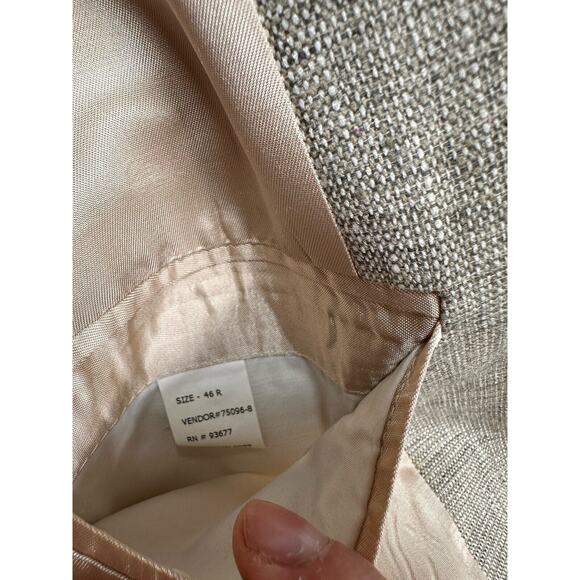 VTG Stafford 44R 100% Silk Tweed Beige Cream Weave Blazer Jacket Coat - Picture 4 of 9